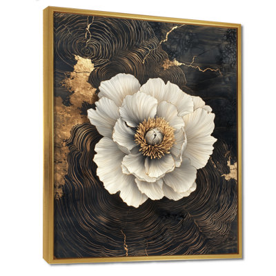 Myrhn abstraites pivoines de Goldern sur bois foncé, diapositive V - pivoines, art mural
