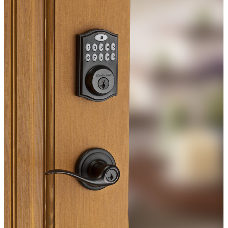 Z-Wave SmartCode Venetian Bronze Single Cylinder Electronic Deadbolt featuring Milan Hall/Closet Lever
