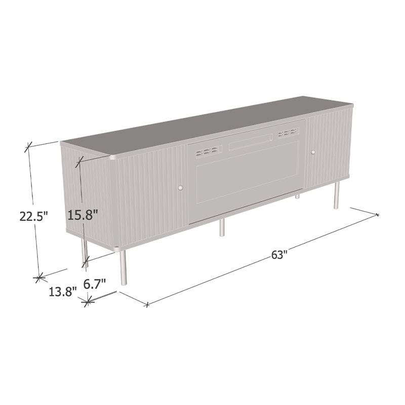 Camelia 63" Modern TV Stand with Electric Fireplace, Matte Finish, Wall-Mounted, Black
