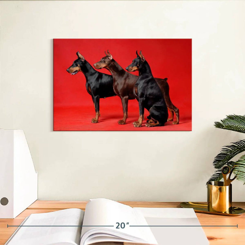 Doberman Trio, 8" H x 12" W