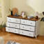 Commode pour chambre à coucher, commode 6 tiroirs avec tiroir large et poignées en métal, commode blanche, commodes en bois et commodes pour couloir, entrée.