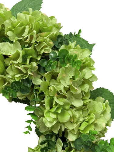 Couronne d'hortensia artificielle vert clair 30 po