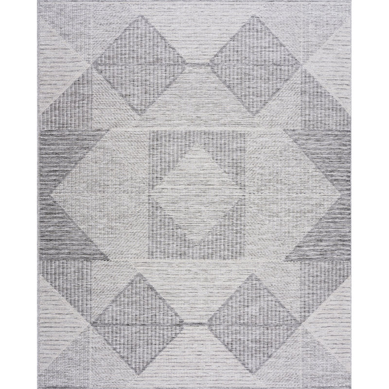 Abstract and Striped Indoor / Outdoor Rug, Rectangle 7'11" x 9'11"