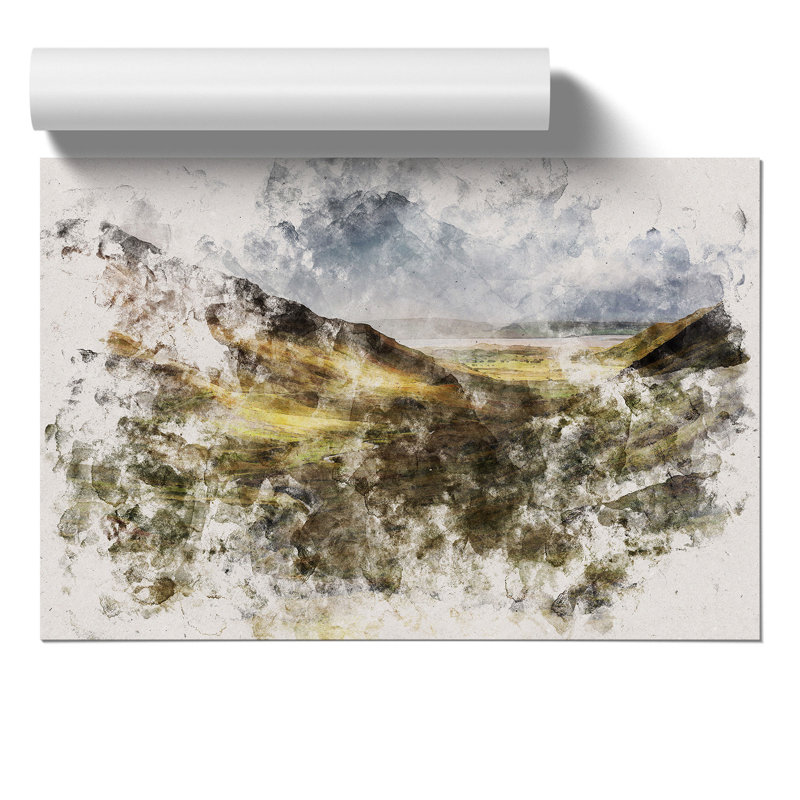 Glengesh Pass in Ireland Watercolour - Unframed Graphic Art, 59cm H x 84cm W x 0.1cm D