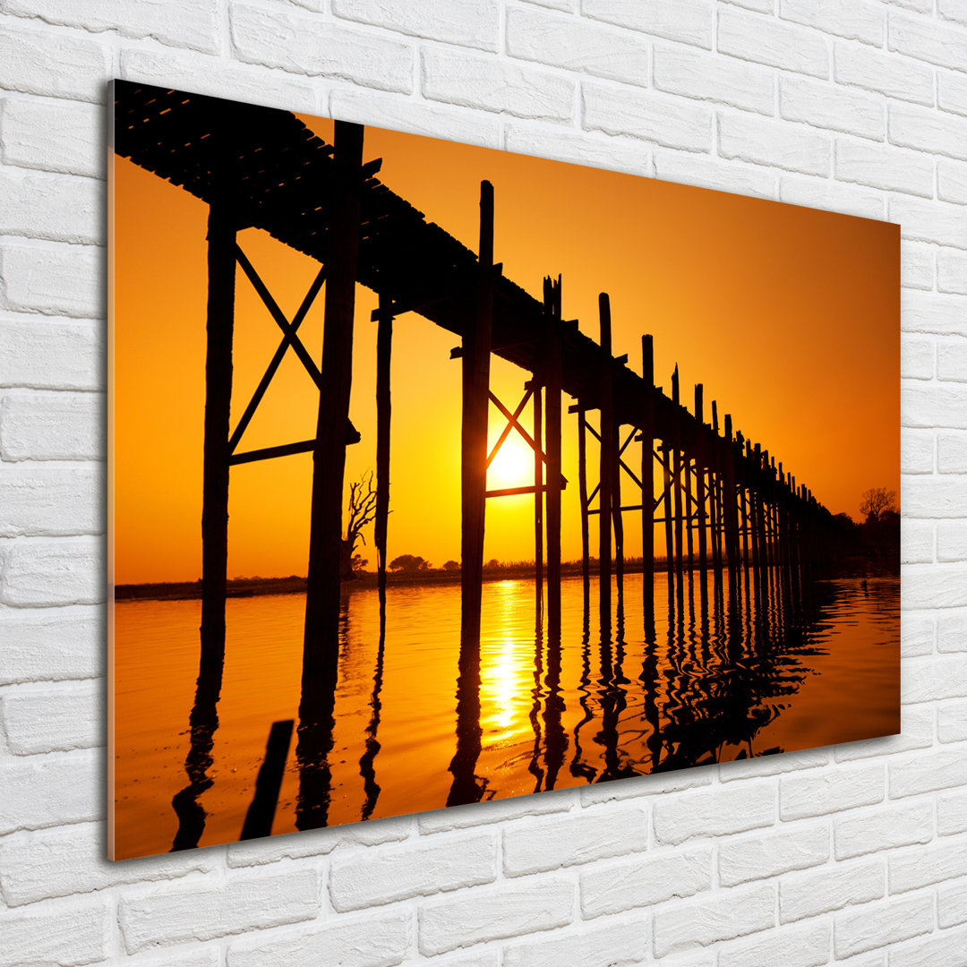 Glasbild Sunset Bridge