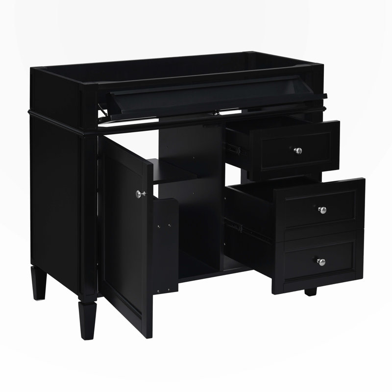 Meuble-lavabo pour salle de bain, Argent argent, Noir, noir, noir, noir