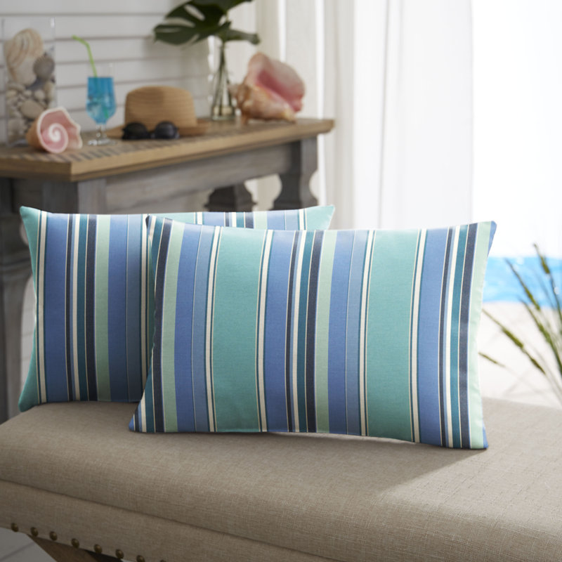 Striped Sunbrella® Outdoor Reversible Throw Pillow, 13" H x 20" W