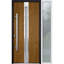 Porte d'entrée extérieure prémontée en acier Deux 1744 Chêne naturel, fenêtre latérale extérieure noire, inserts en acier inoxydable, style moderne, peinte - L 36 + 12 x H 80 - Ouverture à droite vers l'intérieur-111444968-111444966-111444969