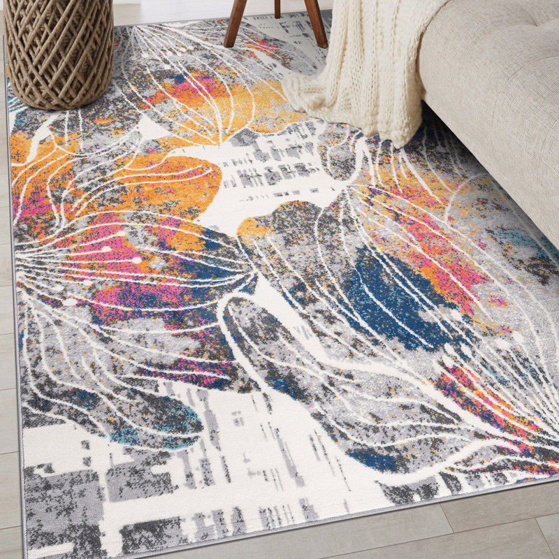 Dionta Abstract Floral Area Rug, Multicolor, Rectangle 5' x 7'