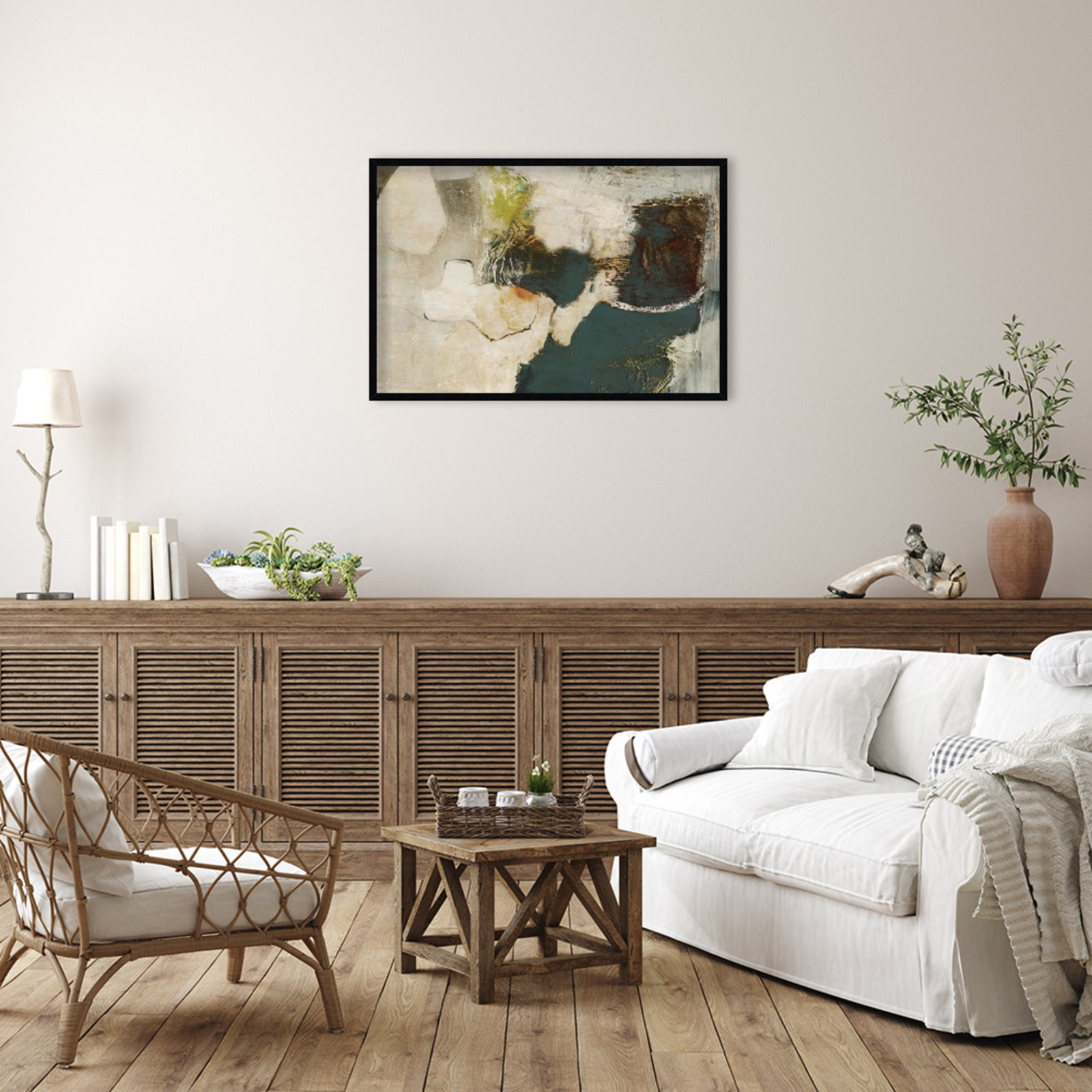 Obscured in Blue Print by PI Studio, Black, 28" H x 41" W