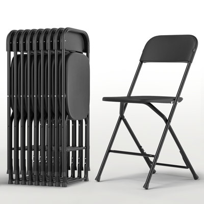 Paquet de 10 chaises pliantes robustes en plastique d'une capacité de 250 lb, sièges d'intérieur et d'extérieur empilables