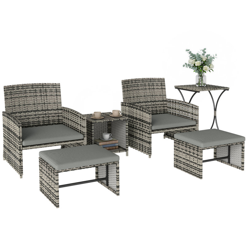 Rattan Leisure Chair Set, Grey, Grey
