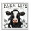 «Farm Life», «Vache laitière», fleurs sauvages encadrées, estampe numérique par Elizabeth Tyndall