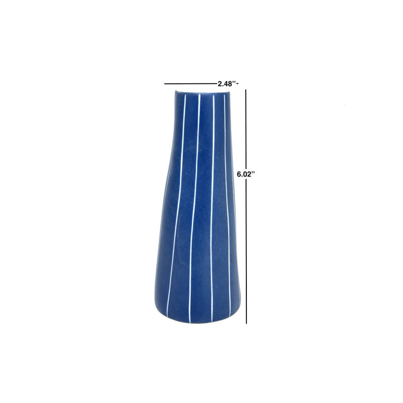 Vase de table, H 6 po x l 2,5 po x P 2,5 po, Bleu