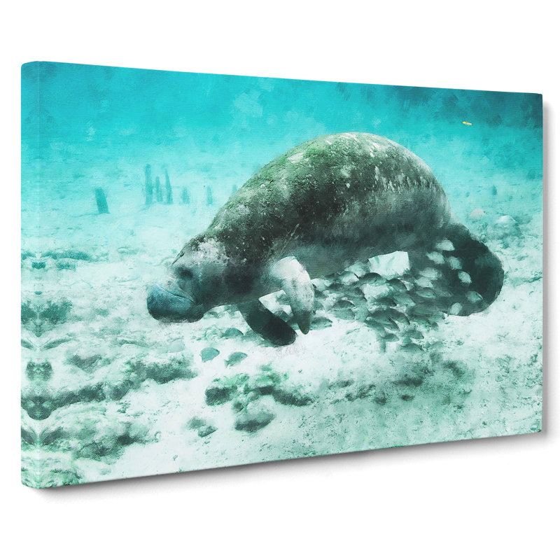 Manatee Painting - Wrapped Canvas, 40cm H x 60cm W x 3cm D
