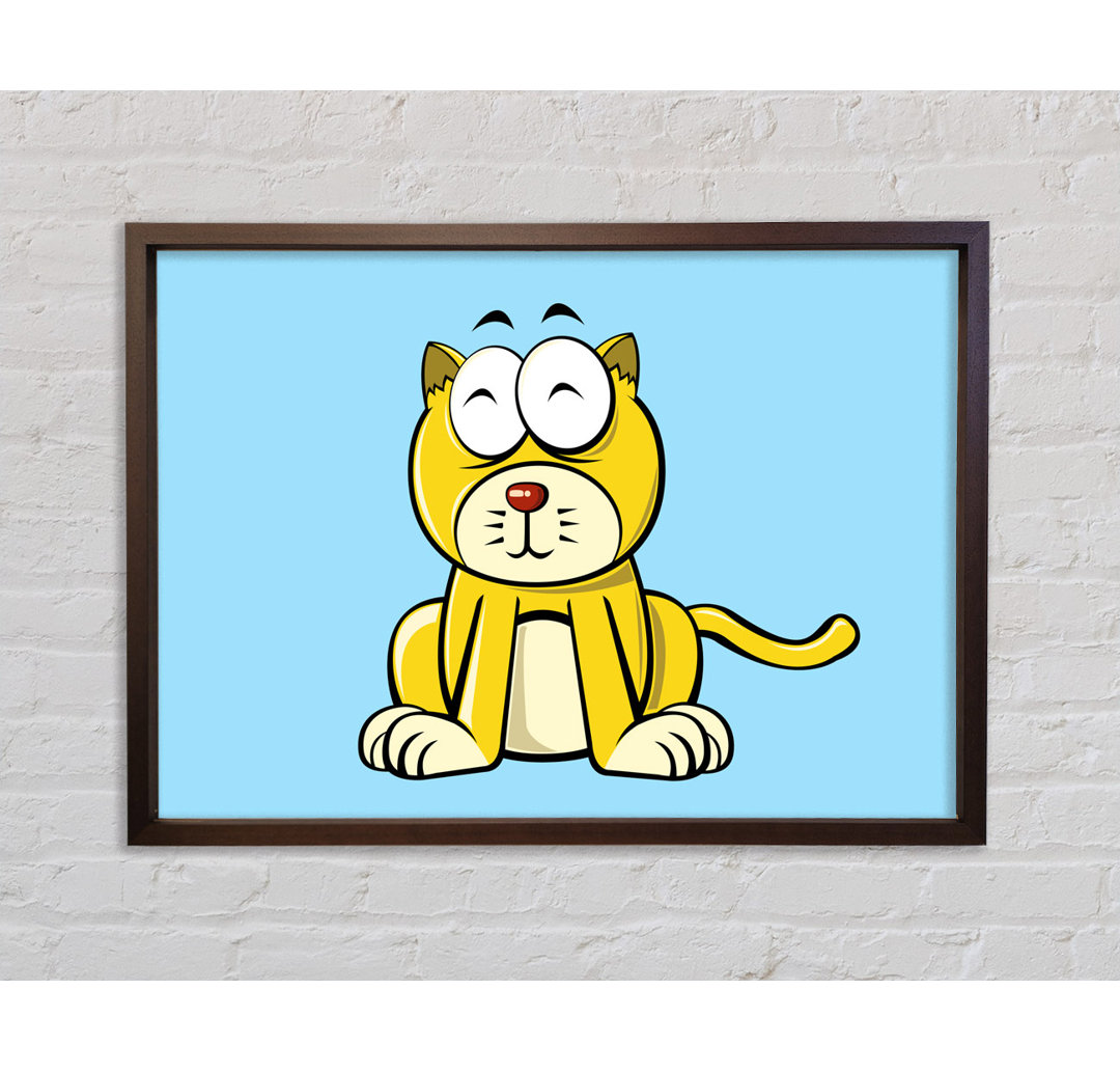 Happy Cat Sitting Baby Blue - Einzelne Bilderrahmen Kunstdrucke auf Leinwand