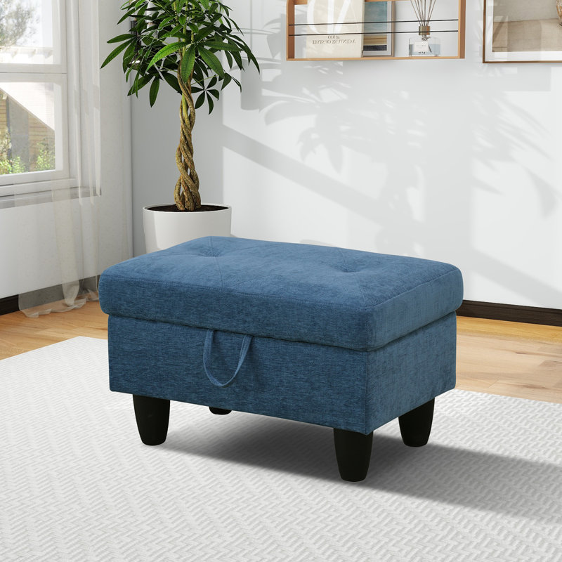 Repose-pieds rembourré Rehmaan, Nylon bleu