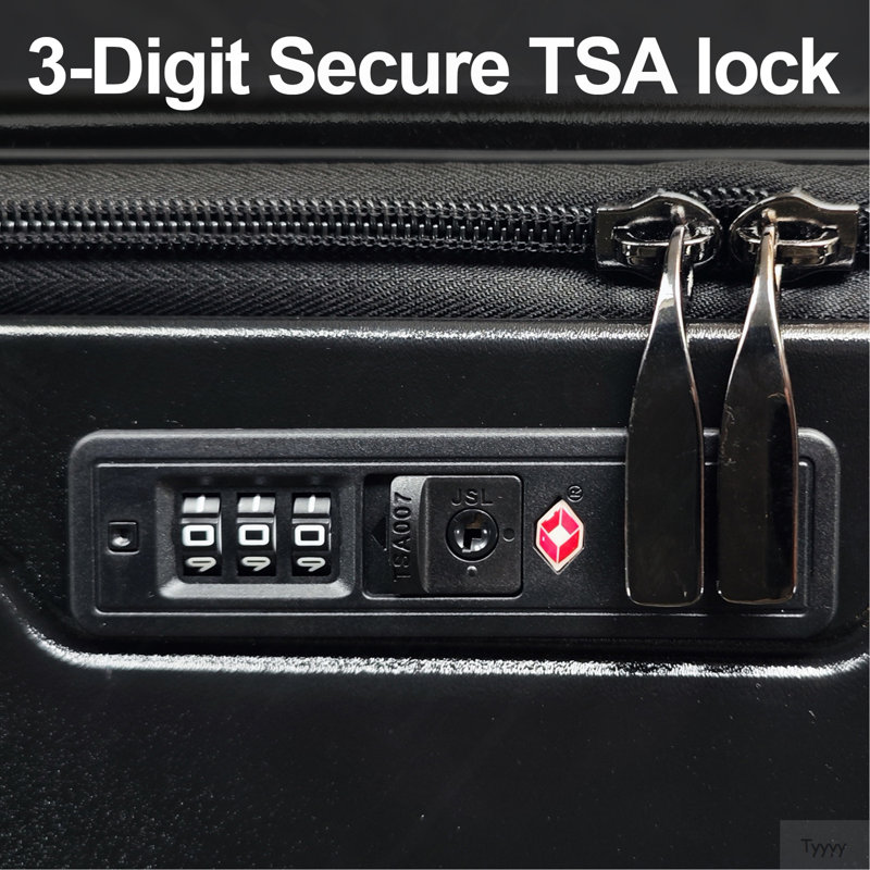 Luggage,With Front Opening,TSA Approved Lock,Hardshell Suitcase,Black