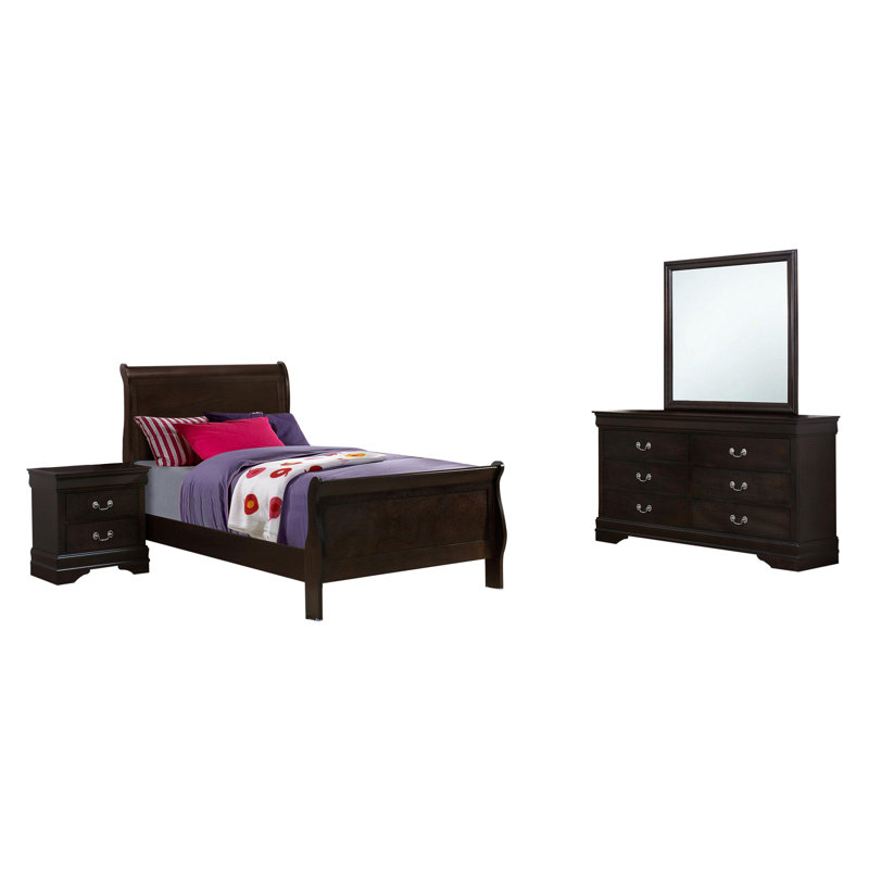 Ensemble de chambre à coucher 4 pièces 4 pièces, Simple, Brun