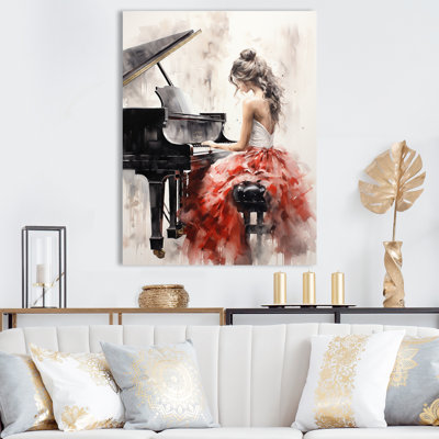 Yannis Beige Red Music Piano Harmony I - Music Canvas Prints