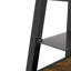Meuble télé brun rustique, plateau en verre trempé noir, hauteur réglable sur 3 positions, rotation bidirectionnelle à 30°, compatible avec les téléviseurs de 32" à 65", dimensions standard, gestion des câbles, gestion de la charge