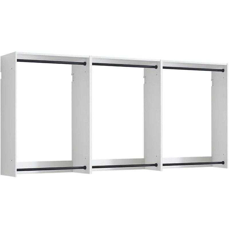  White Modular Closet System 31.5 to 94.5in Wide Wall Mount Double Rod Wood Design, White