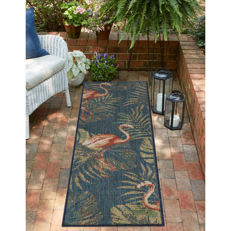 Rolla Machine Woven Floral Indoor/Outdoor Rug , Runner 2' x 7'10"