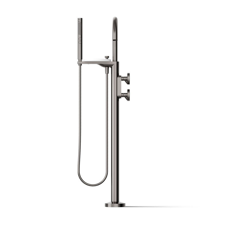 Components Floor-Mount Bath Filler Trim, Silver, Wheel Handle
