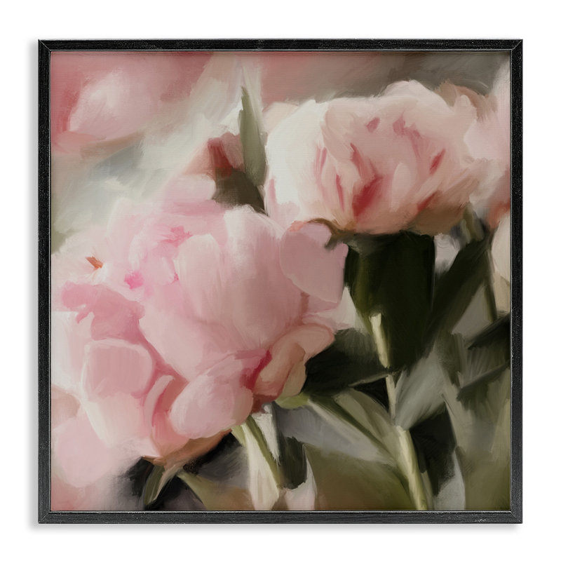 Arrangement floral doux par estampe numérique par Dan Meneely, Giclée encadrée noir minuit, H 12 po x l 12 po