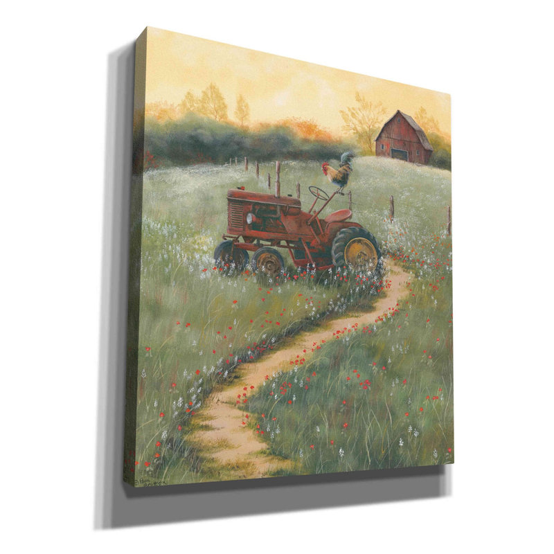 «The Old Tractor» par Pam Britton, art mural sur toile, H 30 po x l 26 po x P 1,5 po