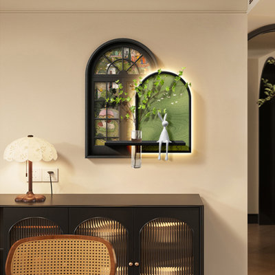 Black + Green Free Form Sandstone Wall art
