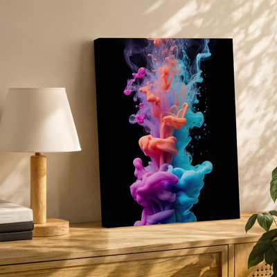 Canvas A Mesmerizing Vertical Composition Of Swirling Ethereal Smoke Blending Vibrant Wall Art Hues Of Pink Orange Blue And Purple Canvas Wall Art