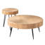 Tables basses rondes 2 pièces COZAYH, meubles de salon en bois, motif Radial