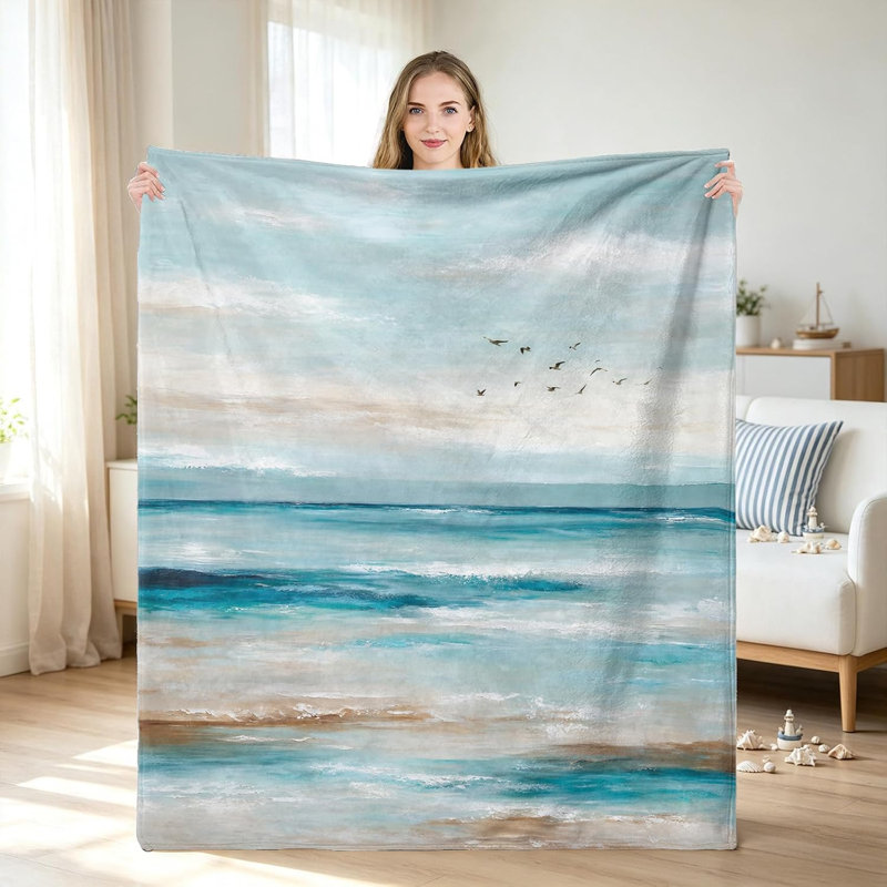 Jeté Abstract Beach, 40 x 50 po, 50" L x 40" W