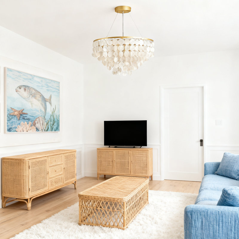 7 - Light Dimmable Capiz Shell Chandelier