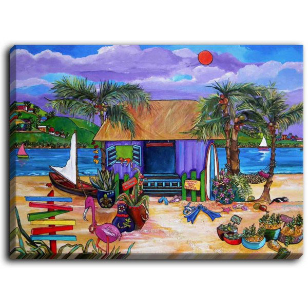 « island time », reproduction sur toile, H 12 po x l 16 po x P 1,5 po, Toile tendue