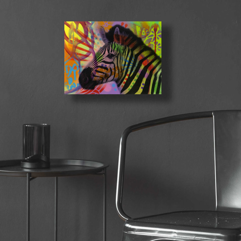 «Zebra 2» par Dean Russo, art mural en verre acrylique, H 12 po x l 16 po x P 0,13 po
