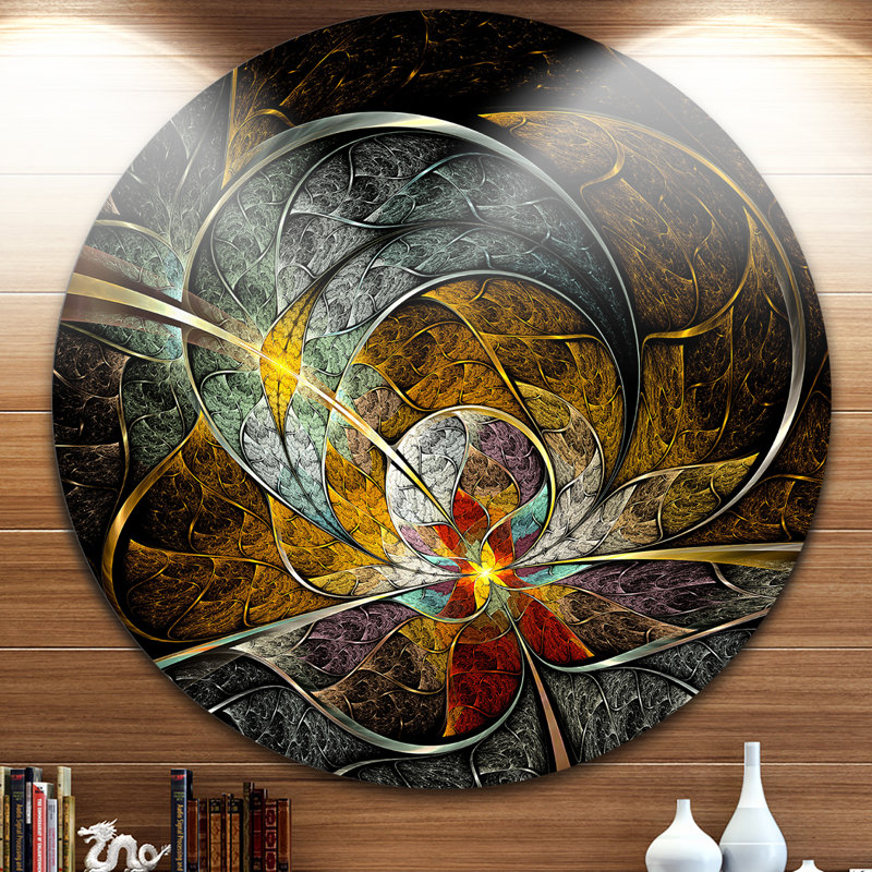 " Symmetrical Yellow Digital Art Flower ", 23" H x 23" W x 1" D