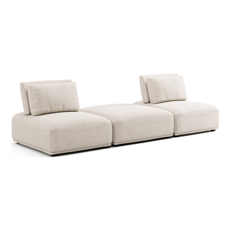 Canapé modulaire 3 pièces Aukeem, Polyester beige