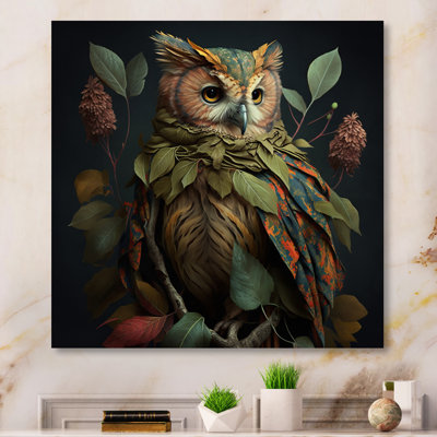 Hibou de forêt tropicale - art encadré de hibou