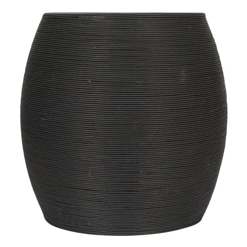 Marina Round Rattan Barrel Side Table, Black