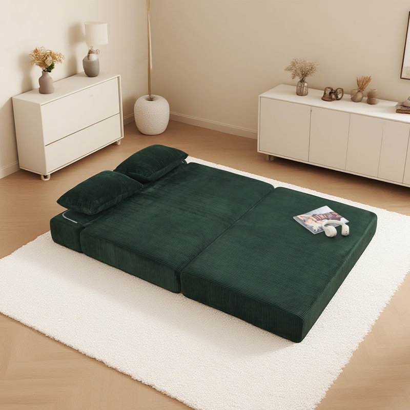 Canapé-lit pliant Boneless, canapé-lit convertible 3 en 1, Vert