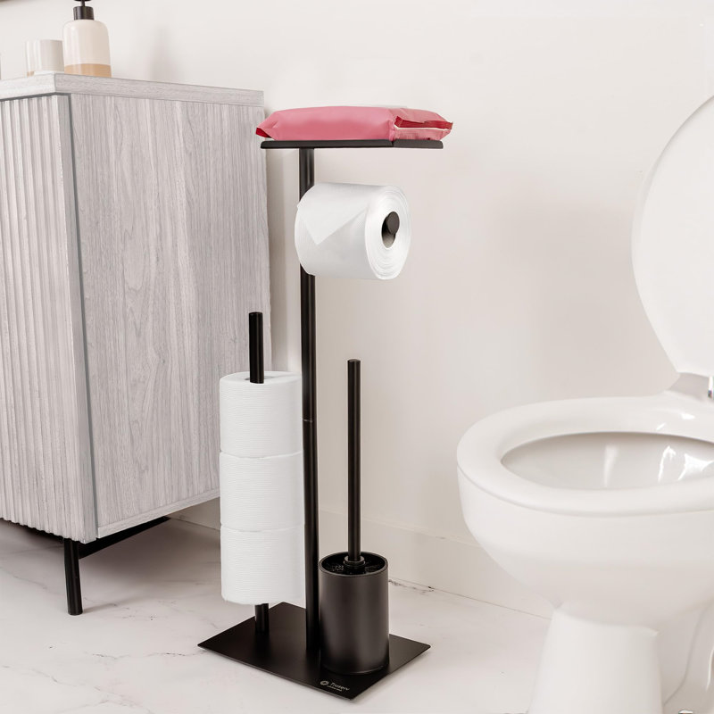 Free Standing Toilet Paper Holder, Matte Black