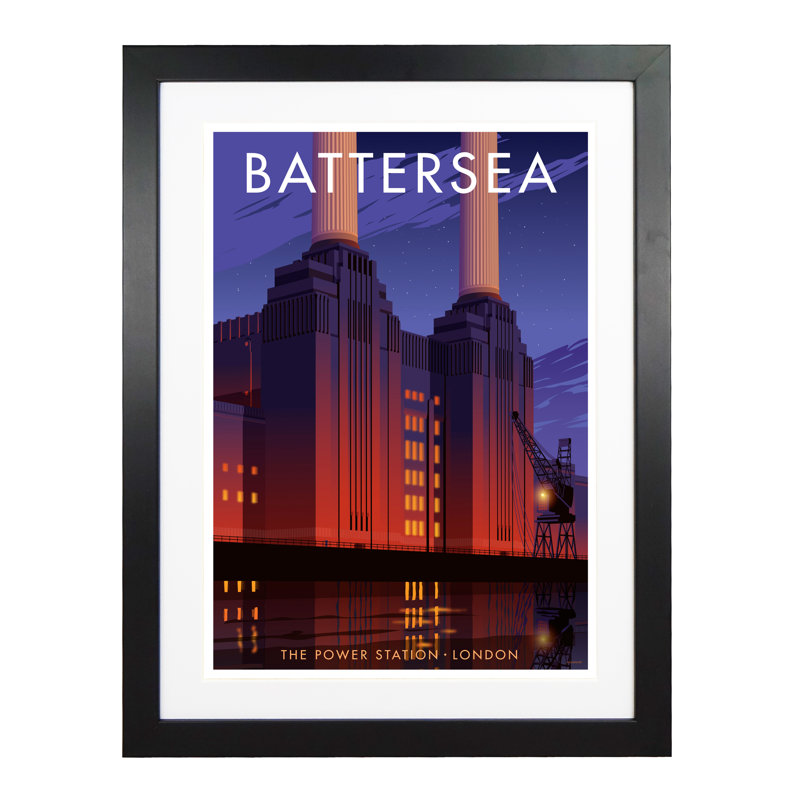 Battersea by Stephen Millership - Print, Black, 43.5cm H x 33.5cm W x 2.2cm D