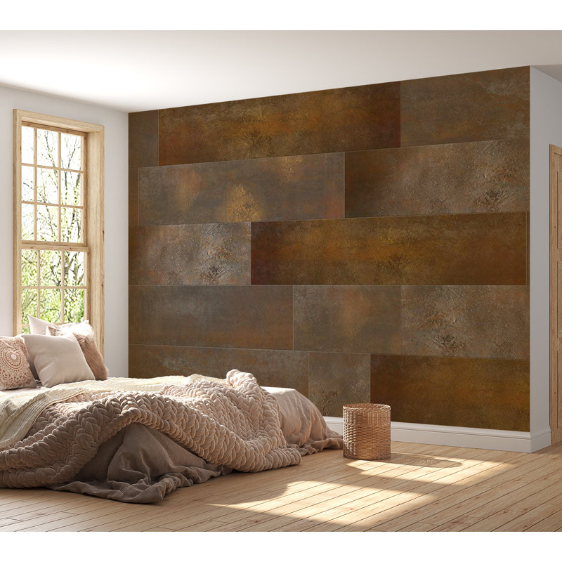 Peel & Stick Wall Mural - Brown Terracotta Tiles, 82" L x 115" W