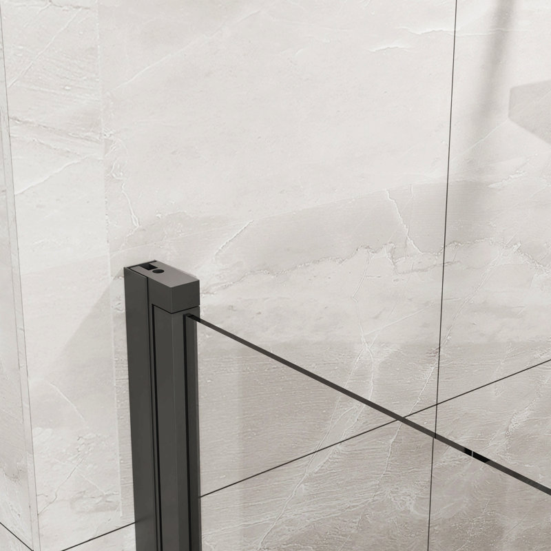 Porte de douche pivotante 34 po x 72 po, porte de douche en verre trempé épais de 1/4 po, conception semi-sans cadre