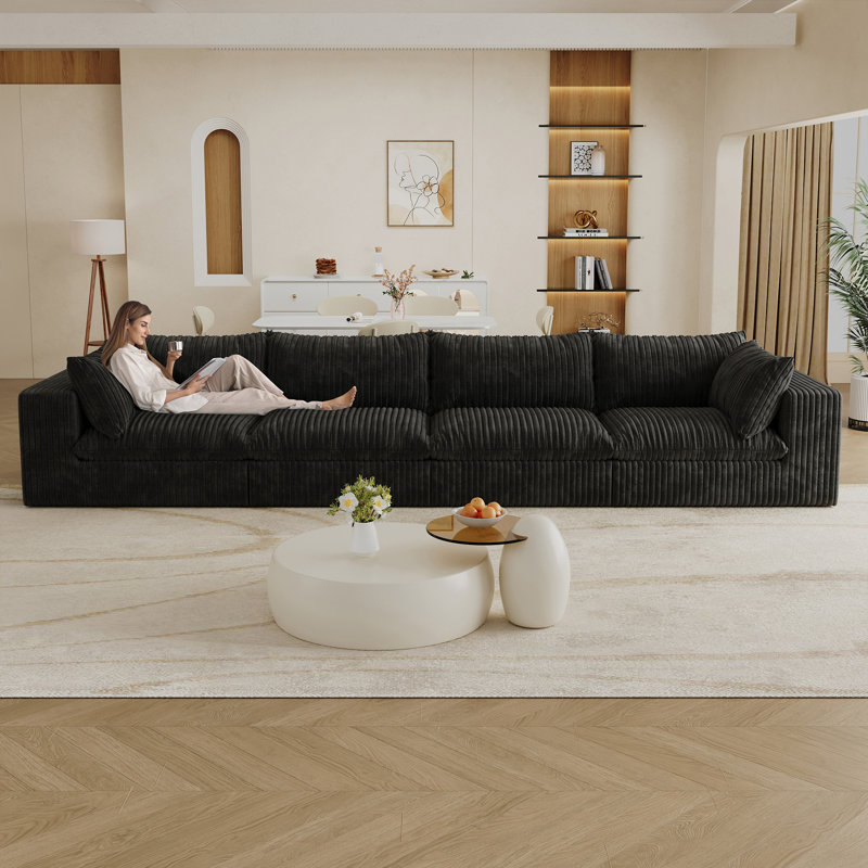 Canapé 157,6 po Cloud, H 24 po x l 157,6 po x P 39,4 po, Noir
