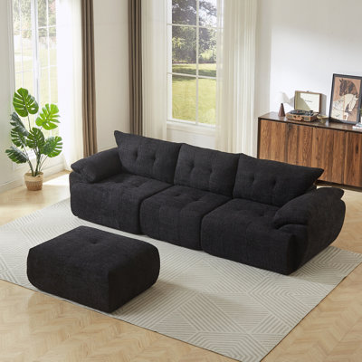 Modern 3-Seater Sofa,Upholstered Backrest,Curved Horn Backrest,Living Room, Bedroom, Apartment, Office