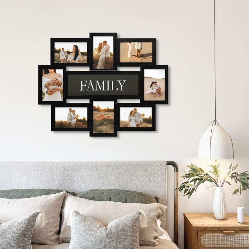 Cadre de collage intégré sur le thème de la famille Hecht, cadre en PVC noir mat pour photos standard de 4 x 6, Noir
