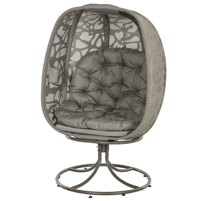 Fauteuil à œufs pivotant intérieur avec coussins et panier pliable